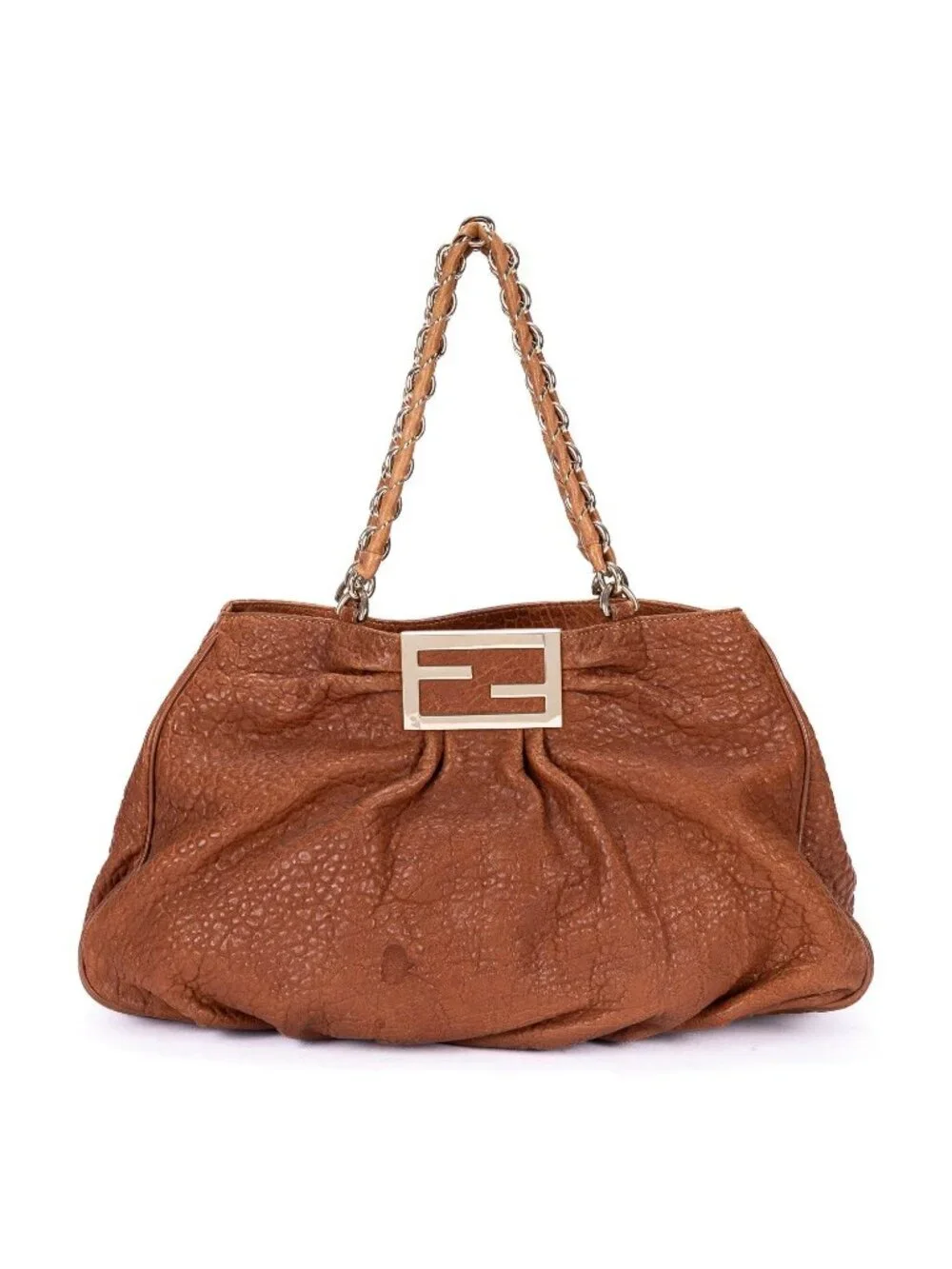 Fendi Small Hobo Tan Textured Leather